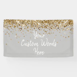 Aangepaste Zilveren en Gouden Verjaardagsfeestje F Spandoek