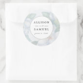 Aangepaste zilveren witte dogwood bloesems bruilof ronde sticker (Tas)