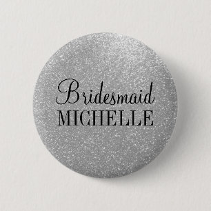 Aangepaste zilverglitterbridesmaideknoppen ronde button 5,7 cm