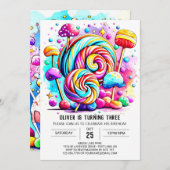 Aangepaste Zoete Lollipop Verjaardag Kaart (Voorkant / Achterkant)