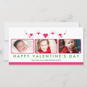 Aangepaste zoete Valentijnsdag 3-foto kaart: 2 Feestdagenkaart