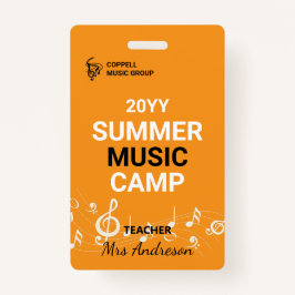 Aangepaste zomer muziek kamp leraar ID badge