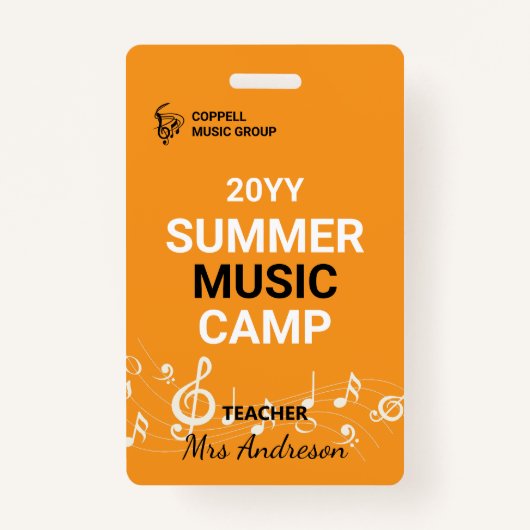 Aangepaste zomer muziek kamp leraar ID badge (Voorkant)