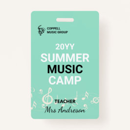 Aangepaste zomer muziek kamp leraar ID badge