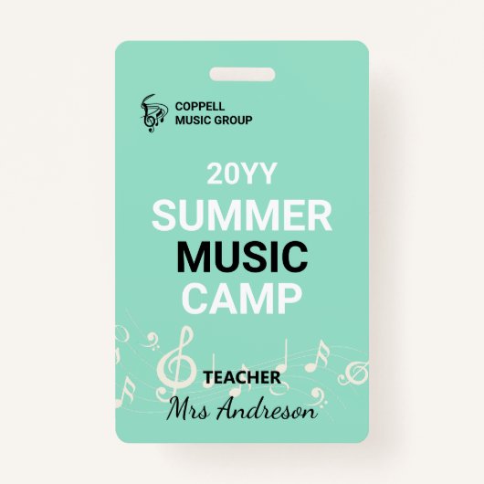 Aangepaste zomer muziek kamp leraar ID badge (Voorkant)