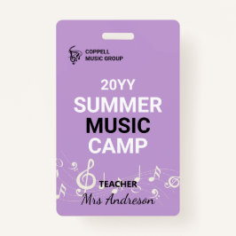 Aangepaste zomer muziek kamp leraar ID badge