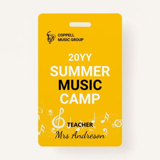 Aangepaste zomer muziek kamp leraar ID badge (Voorkant)