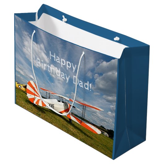 Aangepaste zondag voor Antiek vliegtuig Groot Cadeauzakje (Voorkant Gekanteld)