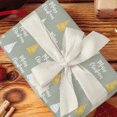 Aangepaste zonegrode witte gouden kerstboom cadeaupapier