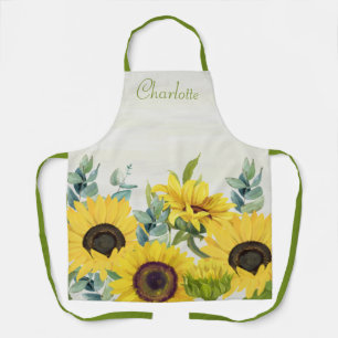 Aangepaste zonnebloem aquarelillustratie schort