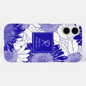 Aangepaste zonnebloem blauw en wit Case-Mate iPhone case (Achterkant (horizontaal))
