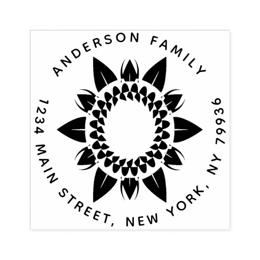 Aangepaste zonnebloem, Creëer Uw eigen familienaam Rubberstempel (Afrduk)