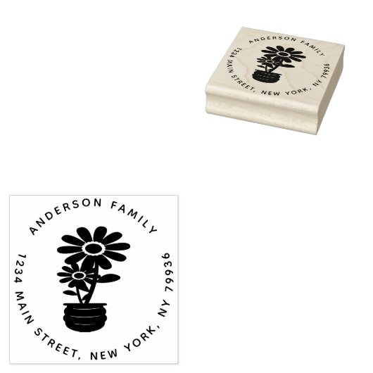 Aangepaste zonnebloem, Creëer Uw eigen familienaam Rubberstempel (Gestempeld)