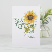 Aangepaste Zonnebloem Moederdag Kaart - Beste Mam  (Staand voorkant)