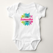 Aangepaste Zonnebloem Monogram Baby Bodysuit (Voorkant)