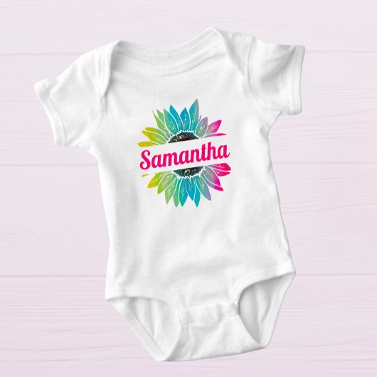 Aangepaste Zonnebloem Monogram Baby Bodysuit