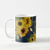 Aangepaste  Zonnebloem Monogram Moeder Est. Cadeau Koffiemok (Links)