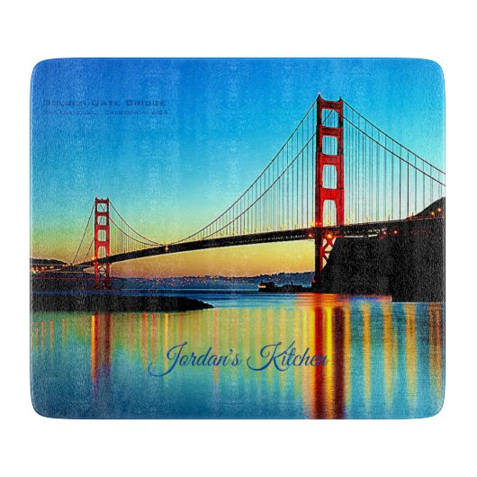 Aangepaste zonsondergang bij Golden Gate Bridge Snijplank (Voorkant)