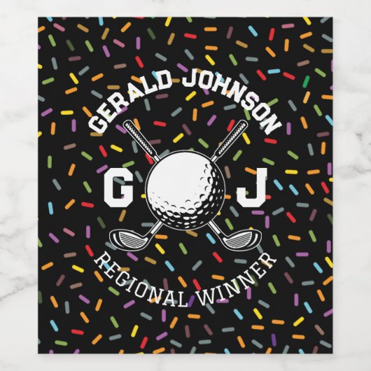 Aangepaste zonsondergang Golf Monogram Ontwerp Wijn Etiket (Enkel label)