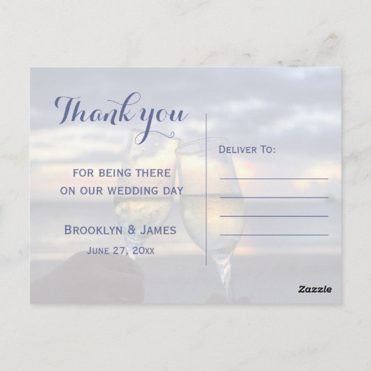 Aangepaste zonsondergang op batchbruiloft Dank je Briefkaart (Achterkant)