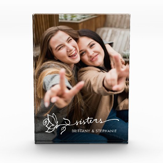 Aangepaste Zusters Broer Zusje Keepsake Fotoblok (Voorkant)