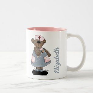 Aangepaste zuster's naam Teddy Bear Design Gift Mo Tweekleurige Koffiemok