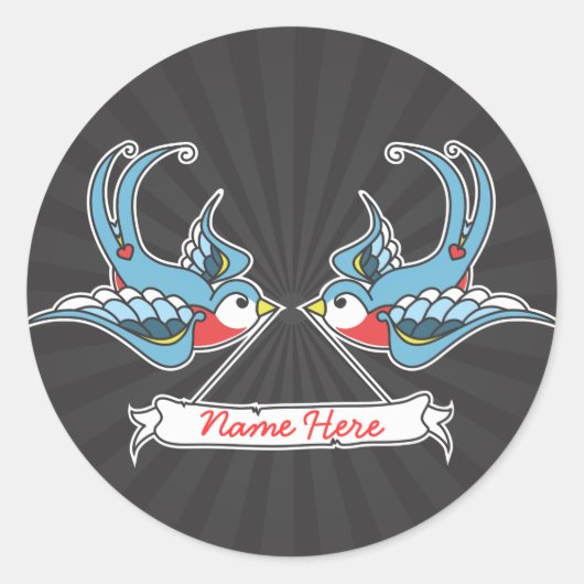 Aangepaste zwaluwen ronde sticker (Voorkant)
