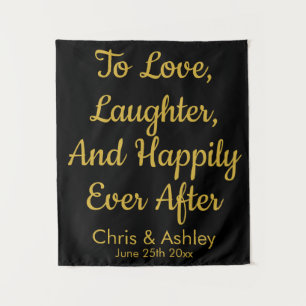 Aangepaste zwart en goud bruiloft foto booth Prop Wandkleed