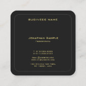 Aangepaste zwart en goud Elegant Monogram Initiaal Vierkante Visitekaartje (Achterkant)