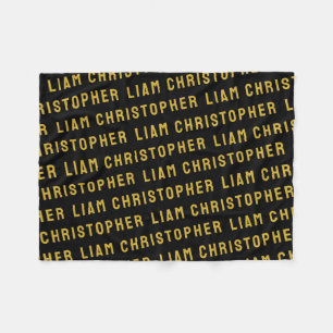 Aangepaste Zwart en Goud Gepersonaliseerde Baby Na Fleece Deken