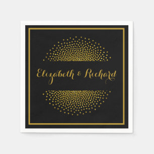 Aangepaste Zwart en Goud Glitter confetti bruiloft Servet
