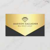 Aangepaste zwart en goud makelaar visitekaartje (Voorkant)