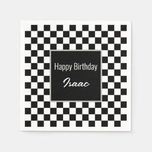 Aangepaste zwart geruit papier Borden Servet