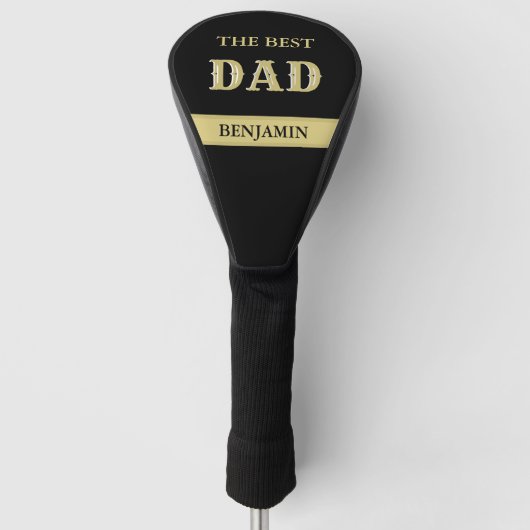 Aangepaste Zwart Goud Gepersonaliseerd BESTE DAD N Golfheadcover (Voorkant)