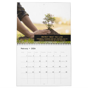 Aangepaste Zwart & Goud Monogram Logo Foto Zakelij Kalender