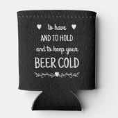 Aangepaste zwart lederen print bruiloft gunst blikjeskoeler (Achterkant)