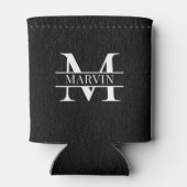 Aangepaste zwart lederen print Monogram Groomsmen Blikjeskoeler (Achterkant)