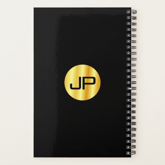 Aangepaste zwart monogram en goudlegante Sjabloon Planner (Achterkant)