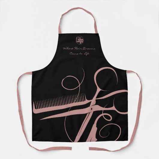 Aangepaste Zwart Roze Logo Motto Hair Tools Schort (Voorkant)