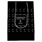 Aangepaste zwart-wit Afstuderen Gift Bag Medium Cadeauzakje (Achterkant)