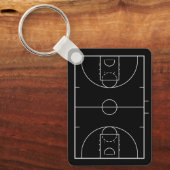 Aangepaste zwart-wit basketbalveld en Jersey Sleutelhanger (Voorkant)
