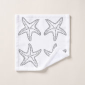 Aangepaste Zwart Wit Chic Strandhuis Starfish Bath Bad Handdoek (Wasdoekje)