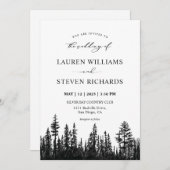 Aangepaste zwart-wit dennenboom Bossen bruiloft Kaart (Voorkant / Achterkant)