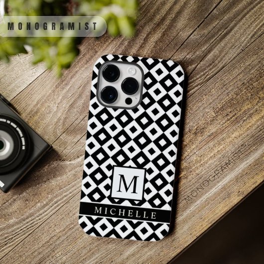 Aangepaste zwart wit diamant stip geometrisch Case-Mate iPhone case