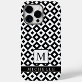 Aangepaste zwart wit diamant stip geometrisch Case-Mate iPhone case (Achterkant)