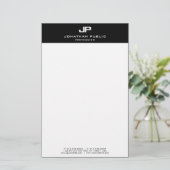 Aangepaste zwart wit elegante Sjabloon gepersonali Briefpapier (Staand voorkant)