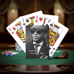 Aangepaste zwart-wit foto modern gepersonaliseerd pokerkaarten