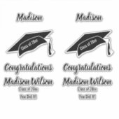 Aangepaste zwart-wit Gefeliciteerd Afstuderen Sticker (Voorkant)