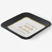 Aangepaste Zwart Wit Goud 50ste Verjaardag Papieren Bordje (Gebogen)