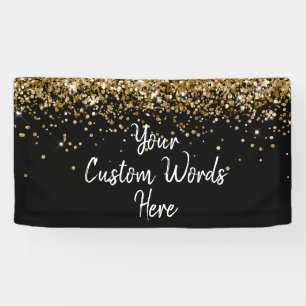 Aangepaste zwart-wit-gouden fotohokje voor verjaar spandoek